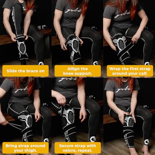 Gold BJJ Knee Brace for Jiu Jitsu - Compression Sleeve with Patella Support and Side Stabilizers (Small) - size: Small