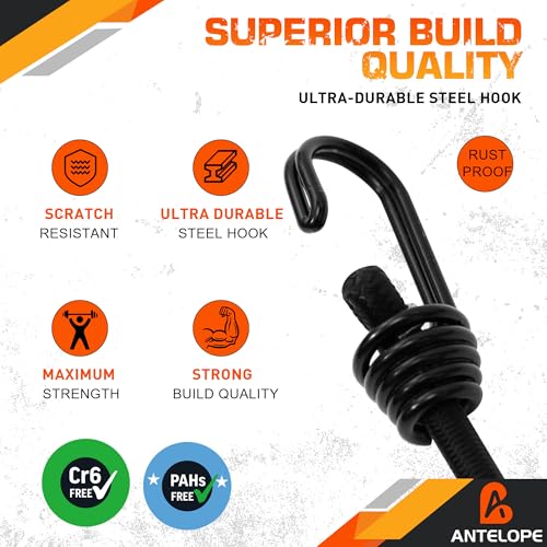 A ANTELOPE 20Pack 72" Outdoor Bungee Cord Heavy Duty with Double J Hooks - style: 72" x 20pcs