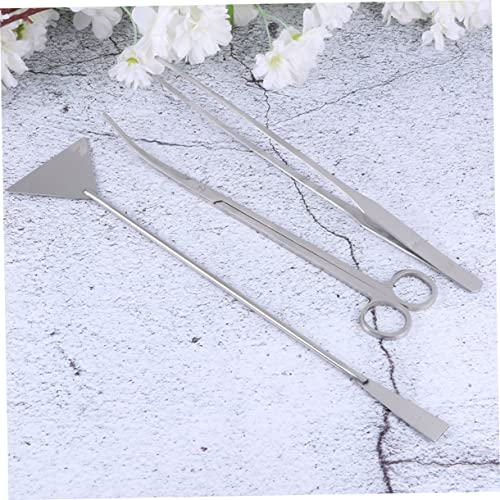 Kisangel 1set Stainless Steel Aquarium Tool for Aquascaping Cleaning Supplies Tweezers Scissors Spatula and Storage Bag for Fish Tank Plant Maintenance