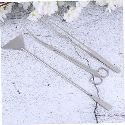 Kisangel 1set Stainless Steel Aquarium Tool for Aquascaping Cleaning Supplies Tweezers Scissors Spatula and Storage Bag for Fish Tank Plant Maintenance