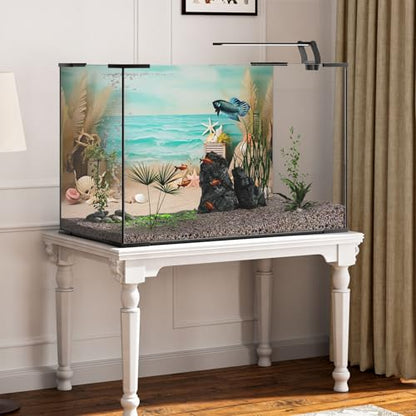 AWERT 36x18 inches Sea Beach Aquarium Background Seaside Beach Aquatic Plants Stone Shells Starfish Fish Tank Background Polyester Terrarium Background - size: 36x18in/90x45cm