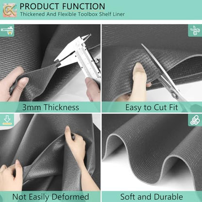 Foam Toolbox Liner Shelf Liner, Thickened Durable Pad Tool Box Mat for Protecting Your Tools, Work Surfaces, Garage, Chest -Gray 3mm Thickness, 16 inch*16 ft