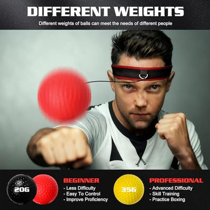 KTEBO® Boxing Reflex Ball Headband Set - Includes 4 Different Balls and 2 Adjustable Headbands for Beginner Proficiency Improvement, Great Boxing Equipment - style: Boxing Ball Set