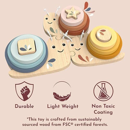 SPEEDY MONKEY Wooden Snail Stacking Game | Ring Sorting Learning Toy - color: Snail Educational Game