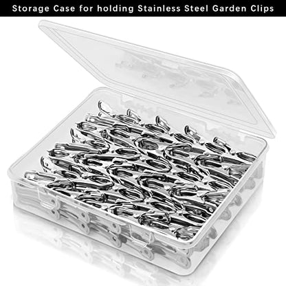 Aodaer 60 Pieces Stainless Steel Garden Clip with Strong Grip Heavy Duty Greenhouse Clips Anti-wind Garden Shed Film Shading Net Rod Clamps for Shade Cloth Plant Cover on Garden Hoops
