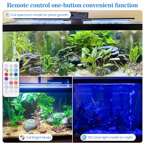 Full Spectrum Aquarium Light：Fish Tank Light with APP & Remote Control for Plants Growth - Fish Lamp for Live Fishes Aquatic Pet Lovers - 24-31 Inch Freshwater Saltwater Aquarium Decor