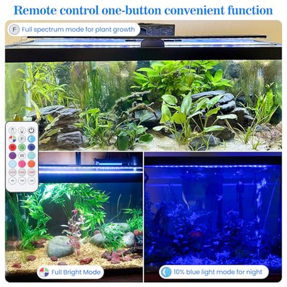 Full Spectrum Aquarium Light：Fish Tank Light with APP & Remote Control for Plants Growth - Fish Lamp for Live Fishes Aquatic Pet Lovers - 24-31 Inch Freshwater Saltwater Aquarium Decor
