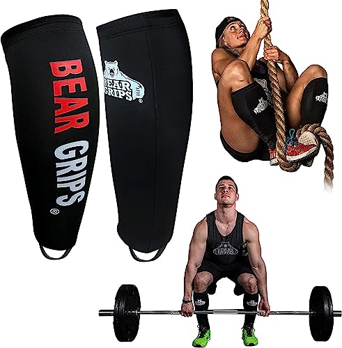 Bear Grips Deadlift Shin Guards - Breathable Gym Equipment Rope Climbing Shin Guard for Men and Women - Injury Prevention Calf Support Shin Guard Sleeves for Ultimate Shin Protection - color: Black, size: X-Large