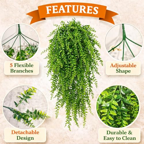 Reptile Vines Plants for Terrarium, Flexible Vines Jungle Climbing Branch with Leaves Tank Decor for Snakes Bearded Dragons Geckos Hermit Crabs Lizards Chameleons
