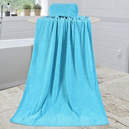 JML Large Microfiber Bath Towels Set, 2 Pack, 30" x 60", Aquamarine - color: Microfiber Aquamarine, size: 2 Pack (30 in x 60 in)