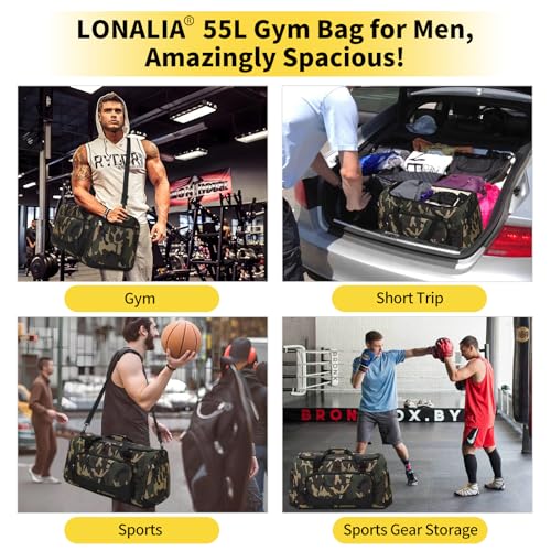55L Sports Duffle Bag for Men, 22 inch, Camo - color: Camo