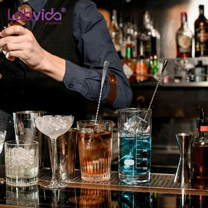 Upgrated 6 Size Low Form Glass Beaker Set, 25ml 50ml 100ml 250ml 500ml 1000ml, 3.3 Boro Glass beakers with Printed Graduation, LVA019