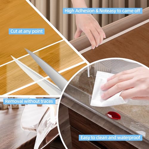 Clear Edge Protector Strip Sharp Edge Wrap Cover Tape,1.18 in x 13.12 FT,Self Adhesive Protective Bumper Guards for Cabinet Door Desk Glass Table Bed Furniture,Kitchen Countertop,Waterproof - size: 1.18in x 13.12FT