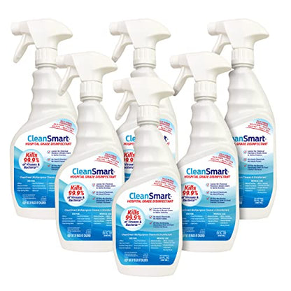 CleanSmart Hospital Disinfectant, Hypochlorous Acid, 23 oz (6 pack) | Kills 99.9% of Viruses and Bacteria, EPA Registered, Professional Strength Sanitizer for Businesses, Schools, and Restaurants - size: 23 Fl Oz (Pack of 6)