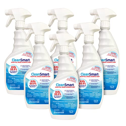 CleanSmart Hospital Disinfectant, Hypochlorous Acid, 23 oz (6 pack) | Kills 99.9% of Viruses and Bacteria, EPA Registered, Professional Strength Sanitizer for Businesses, Schools, and Restaurants - size: 23 Fl Oz (Pack of 6)