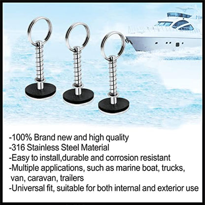 Marine Hatch Cover Pull Handle with Spring Hidden Pin Button for Fishing Boat Yacht ， Stainless-Steel 316 Hatch Cover Pull Lifter & Rubber Gasket and Spring - style: Diameter: 4.8mm