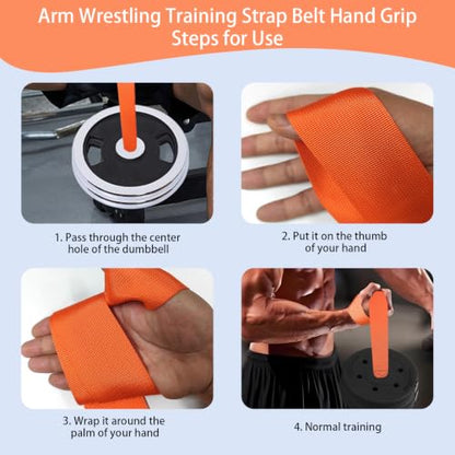 Arm Wrestling Training Loading Strap, Ideal for Wrist Forearm and Biceps Workouts Muscle Strength Workouts Tools Suitable for Home and Gym Training for 1-2 inches Barbell Plates