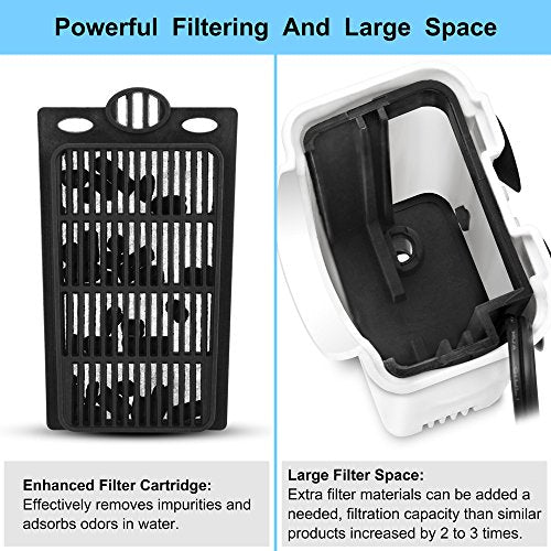Aquarium Power Filter In-Tank Ultra Silent Small Fish Tank Filter 3W For Aquarium 1 to 10 Gallon Tank, 1 Yr Warranty