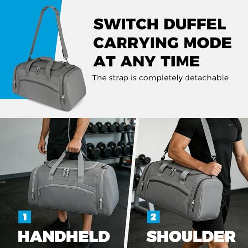 Uarition Mens Gym Bag, 55L Large Sports Duffle Bags, Dark Grey - color: Dark Grey