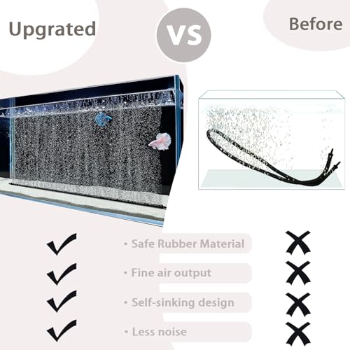 Aquarium Air Stones, 47.2in Long Deformable Rubber Fish Tank Bubbler, Air Bubble Wall Curtain Air Stones for Aquariums, High Dissolved Oxygen Diffuser Decorations for Saltwater Fresh Water