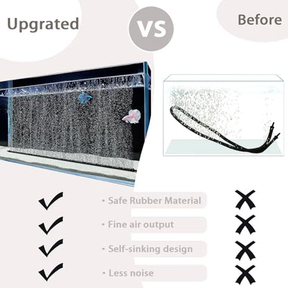 Aquarium Air Stones, 47.2in Long Deformable Rubber Fish Tank Bubbler, Air Bubble Wall Curtain Air Stones for Aquariums, High Dissolved Oxygen Diffuser Decorations for Saltwater Fresh Water