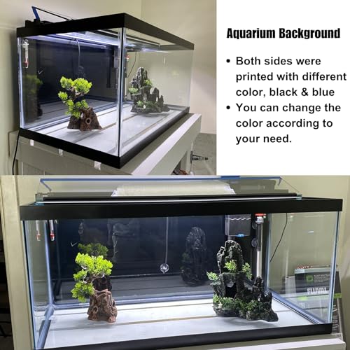 ELEBOX Aquarium Background Blue Black Fish Tank Background Wallpaper Double-Sided Aquarium Backing, Aquarium Decorations for 10 Gallon Aquarium 11.8" x 16.5"