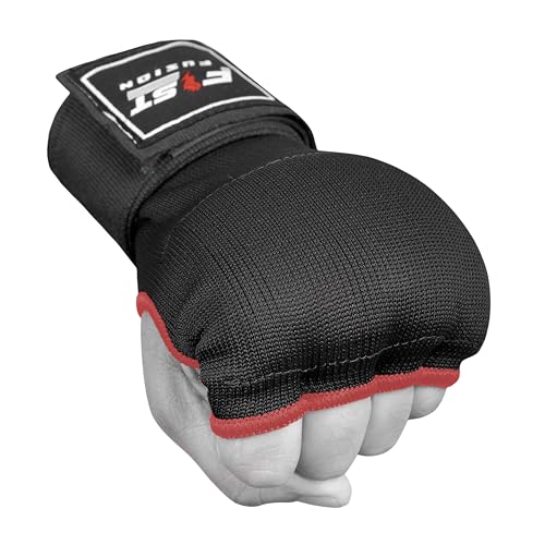 Boxing Inner Gloves Cotton Cloth Stretchable Gel Padded Kickboxing MMA Training Gloves Long Wrist Support Gloves - color: Black, size: Large/XL