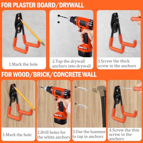 vivicreate 10 Pack Garage Hooks Heavy Duty Wall Mount Utility Storage Hooks with Anti-Slip PVC Coating for Garage Organizer Ladder Bike Hose Garden Tools and Cables