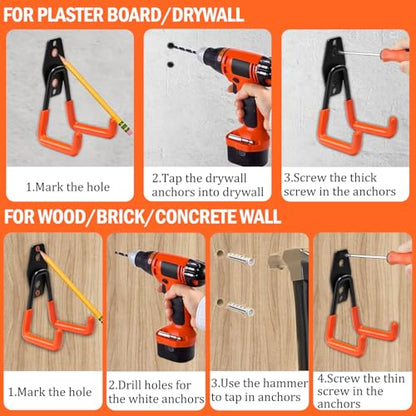 vivicreate 10 Pack Garage Hooks Heavy Duty Wall Mount Utility Storage Hooks with Anti-Slip PVC Coating for Garage Organizer Ladder Bike Hose Garden Tools and Cables