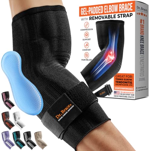 DR. BRACE® Elite Elbow Brace, Breathable Elbow Compression Sleeve - color: Black, size: Large