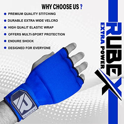 Slip on Boxing Hand Wraps Padded Thick Knuckle Inner Gloves 36 inches Elastic Wrist Strap Quick Wrap Under Mitts for Martial Arts, Muay Thai, MMA, Kickboxing Men Womem - color: Blue, size: Small