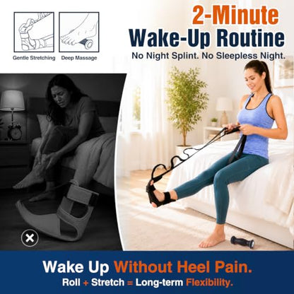 Plantar Fasciitis Relief Kit – Foot Stretcher and Foot Massager Roller, Stretch and Roll Routine for Heel Pain,Arch Pain, Simple At-Home Daily Foot Care - color: Black（2pcs）