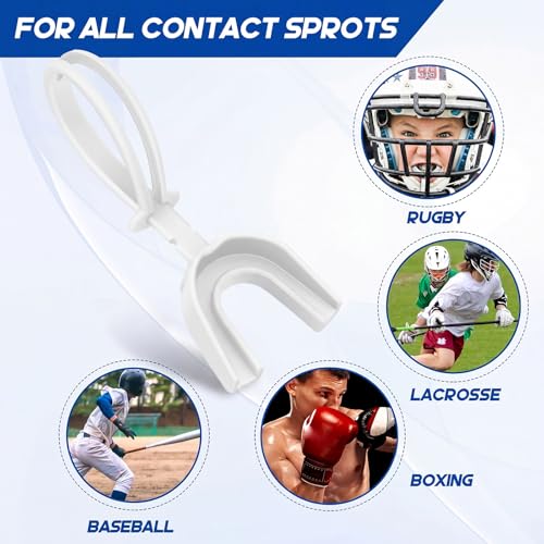 Dunzy 20 Pcs Football Mouth Guards with Strap Bulk - color: White, size: Youth