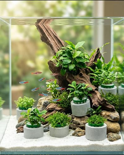 24 Pcs Aquarium Plant Weights Kit, Ceramic Anti-Floating Rings with Soft Sponge – Aquarium Plant Anchors Keep Live Plants in Place. Aquarium Plant Weights for Live Plants to Prevent Floating