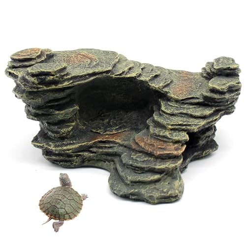 Turtle Basking Platform Shale Scape Step Ledge, Reptile Ladder Resting Terrace Aquarium Decor, Great for Reptiles, Amphibians, Frogs, Small Turtle - style: Type-A