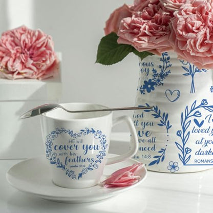 SUPERDANT 5Pcs Verses Underglaze Ceramic Decal 20.5x14.6Inch Scripture Pottery Waterslide Blue Script Transfer for Handmade Dishes Easy Apply for Coffee Cup Plate - style: Scripture