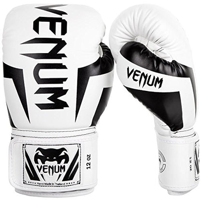 Venum Elite Boxing Gloves - color: White/Black, size: 10-Ounce