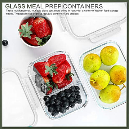 10 Packs 30 oz Glass Meal Prep Containers,Glass Food Storage Containers with Lids,Airtight Lunch Bento Boxes,Microwave, Oven, Freezer and Dishwasher,White
