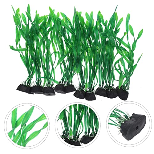 Kisangel 10pcs Artificial Aquarium Plants Realistic Fake Grass Decor for Fish Tank Creative Water Grass Decorations for Aquariums and Desktop Displays
