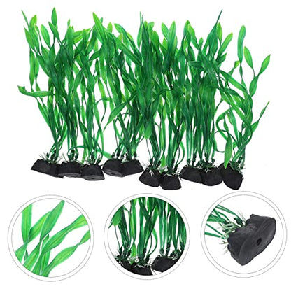 Kisangel 10pcs Artificial Aquarium Plants Realistic Fake Grass Decor for Fish Tank Creative Water Grass Decorations for Aquariums and Desktop Displays