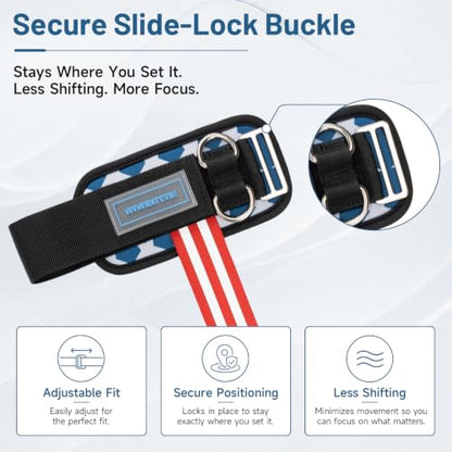 MANUEKLEAR 2 Size Gym Lifting Straps with D Rings for Cable Machine - color: Blue Star
