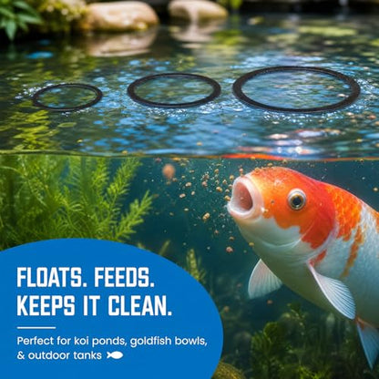 16 Pcs Fish Feeding Ring Combo Set, 4 Pcs Mixed Shape with Suction Cup + 12 Pcs Multi-Size Floating Ring, EVA Floating Plant Corral, Black Aquarium Feeding Ring for Fish Tank, Betta Fish Accessories