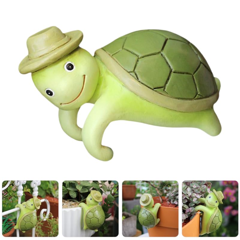 Cabilock Resin Climbing Turtle Pot Hugger Miniature Tortoise Plant Pot Hanger for Flower, Aquarium & Fence Cute Animal Garden Statue, Outdoor & Indoor Decor, Green