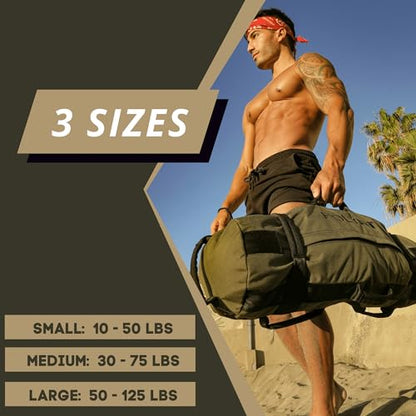 Polyfit Classic Sandbag - Workout Sandbag with 8 Gripping Handles - color: GREEN, size: Small (10-50lbs)