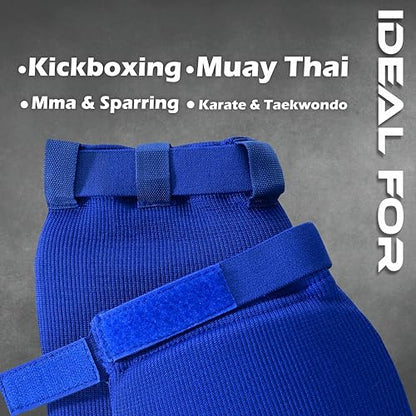 Shin Guards – Durable Leg & Instep Protection for Muay Thai, Kickboxing, MMA, BJJ, Karate & Taekwondo | Lightweight Training & Sparring Shin Instep Guard - color: Blue, size: Large