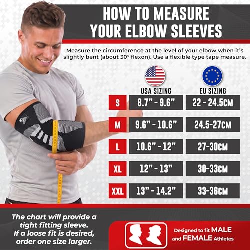 Nordic Lifting Elbow Compression Sleeves for Weightlifting and Fitness - size: XX-Large