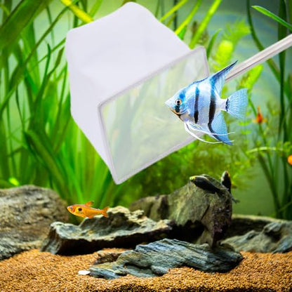6 Pcs Fish Net for Fish Tank Extendable Stainless Steel Handle Small Tank Tool for Shrimp Bettas Brine (Square and Round)