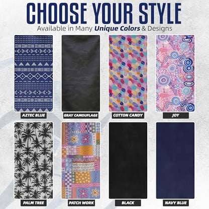 Hooded Microfiber Gym Towel – Highly Absorbent Car Seat Towel with Carry Bag – Double-Sided Sweat Towel, Reversible, Quick Dry & Sand-Resistant Fabric, Joy, 130 x 60cm - color: Joy