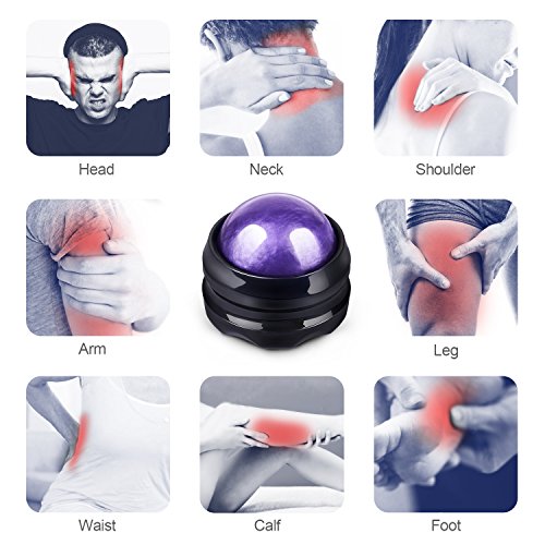 Solacium Manual Massage Roller Ball - Massager and Therapy Tool for Sore Muscles, Shoulders, Arms, Neck, Back, Feet, Body, Deep Tissue, Stiffness, Joint Pain, Stress Relief - color: Purple