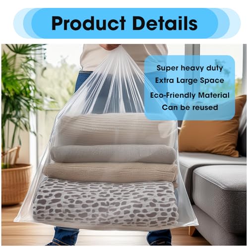 Besti Large Clear Plastic Bags – 10-Pcs 32x48-inch Extra Large Storage Bags – Packing Bags for Suitcases, Luggage, Large Items – Heavy-Duty Moving Bags for Protection and Storage